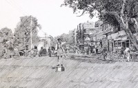 Zameer Hussain, 10 x 16 Inch, Pen ink On Paper, Cityscape Painting-AC-ZAH-123